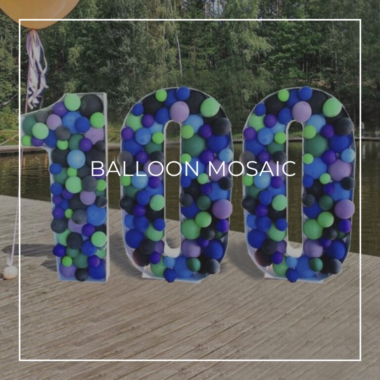 100th birthday party balloon mosaic of the number 100
