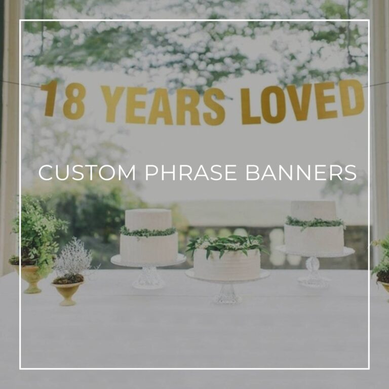 18 years loved custom phrase 18th birthday banner hanging above a cake table