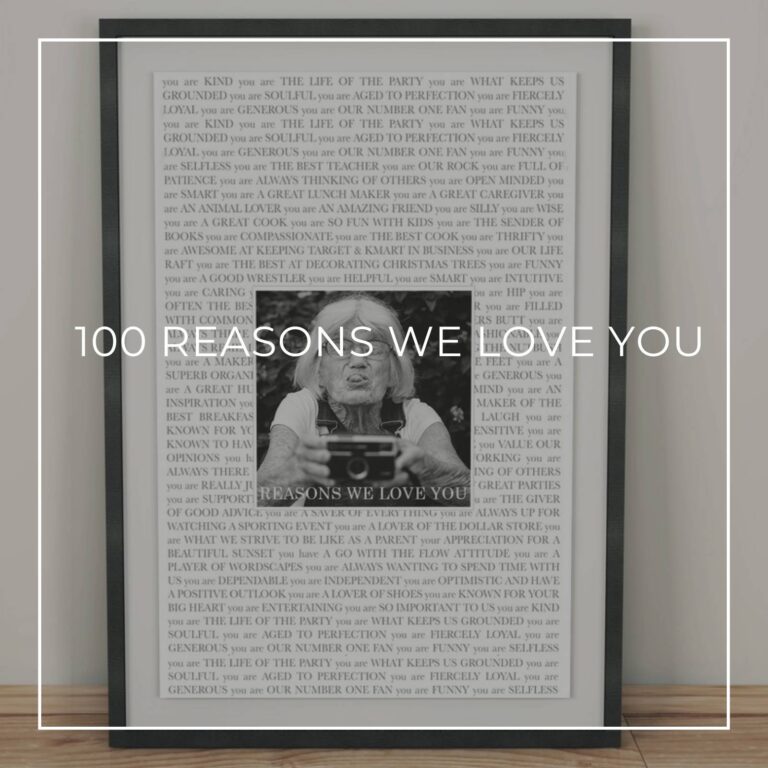 framed reasons we love you poster with photo of the 100 year old birthday girl