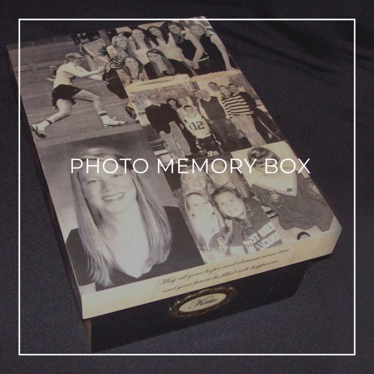 memory keepsake box customized with 18 years of photos of the birthday honoree