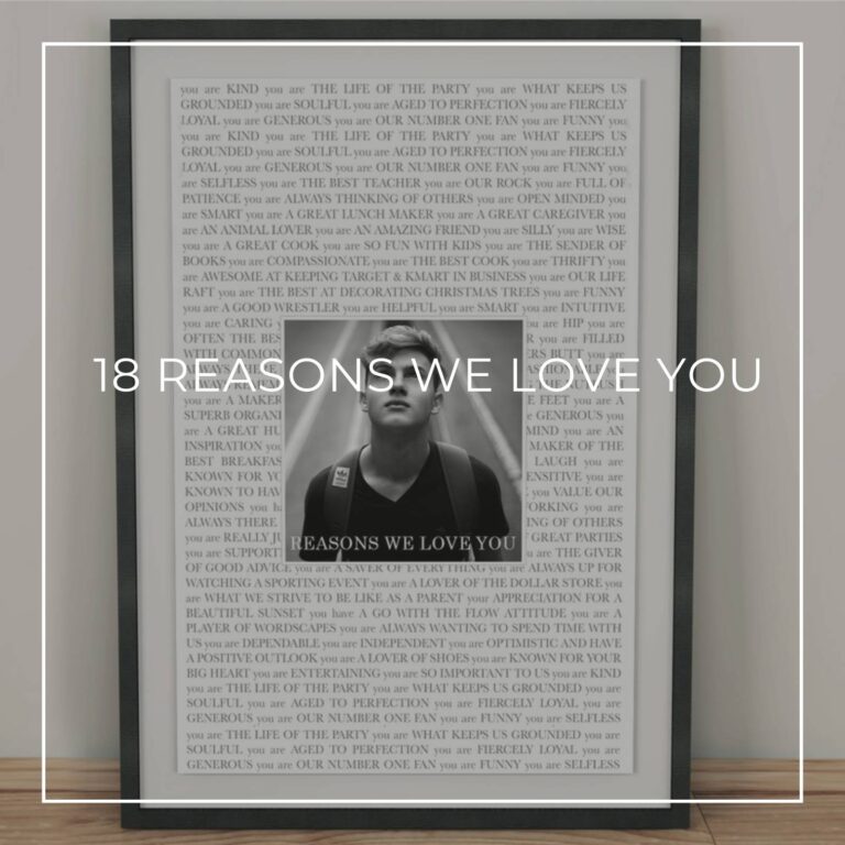 framed reasons we love you poster with photo of the 18 year old birthday boy