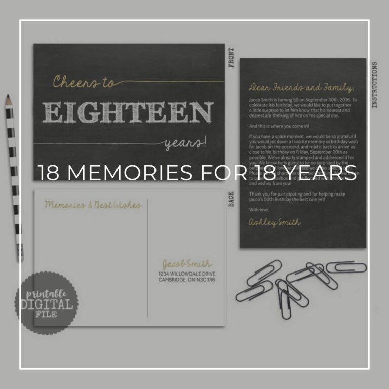 18th birthday memory postcards