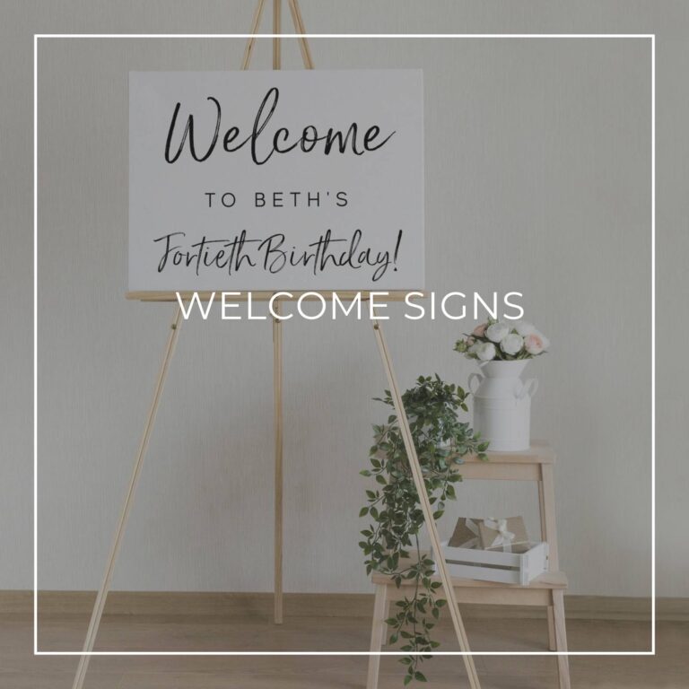 custom 40th birthday party welcome sign on an easel