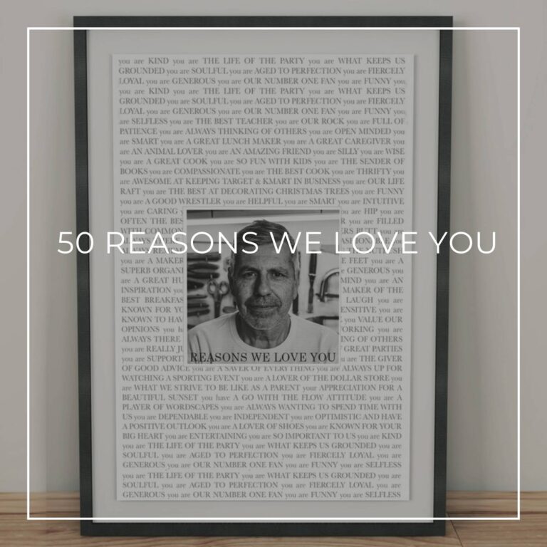 framed reasons we love you poster with photo of the 50 year old birthday boy