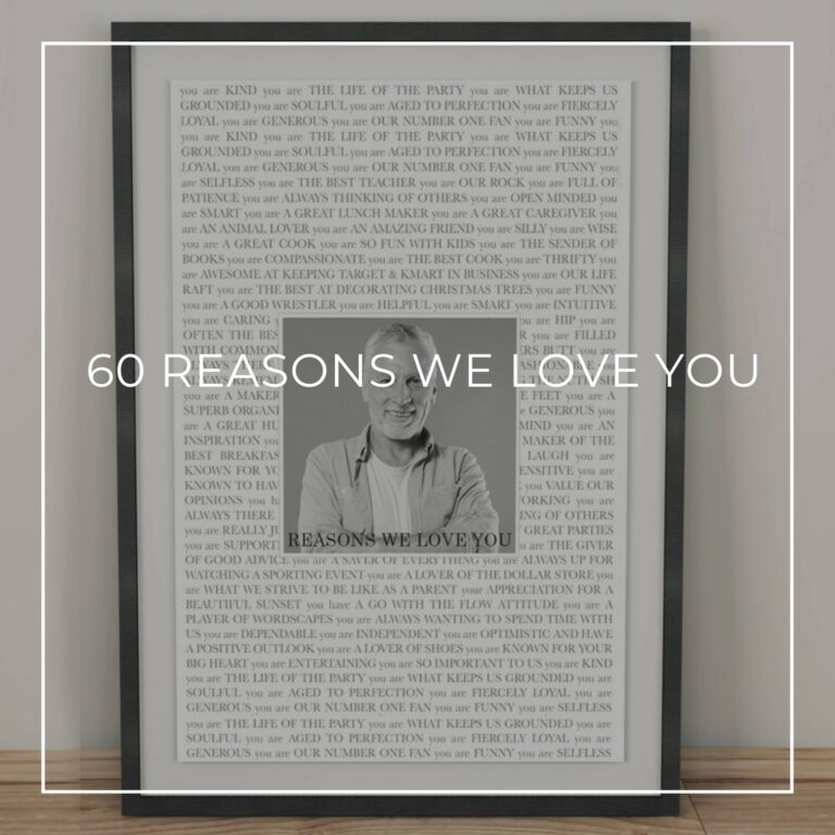 framed reasons we love you poster with photo of the 60 year old birthday boy