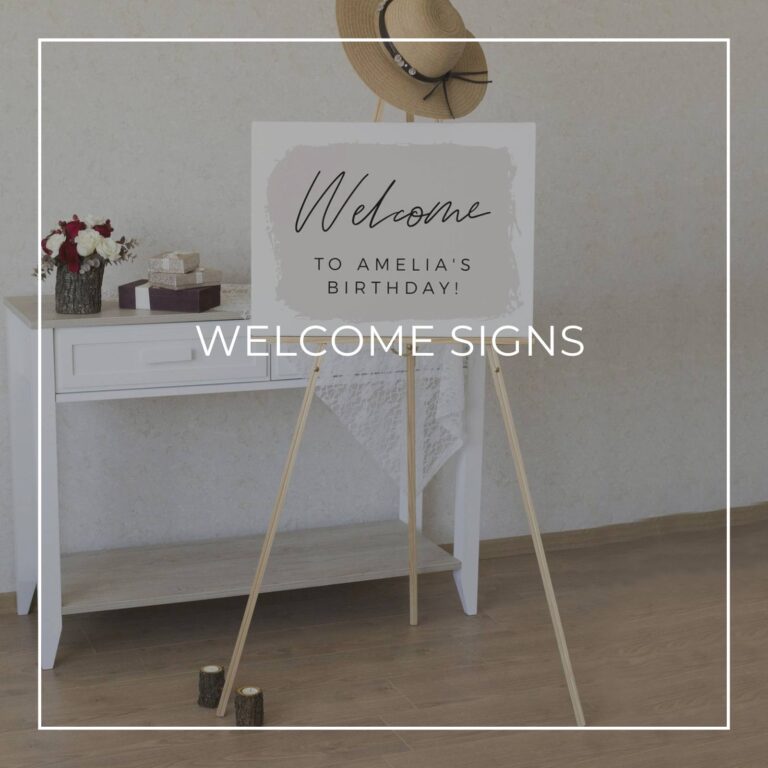 custom 75th birthday party welcome sign on an easel