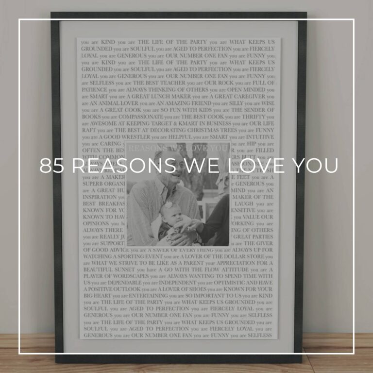 framed reasons we love you poster with photo of the 85 year old birthday boy