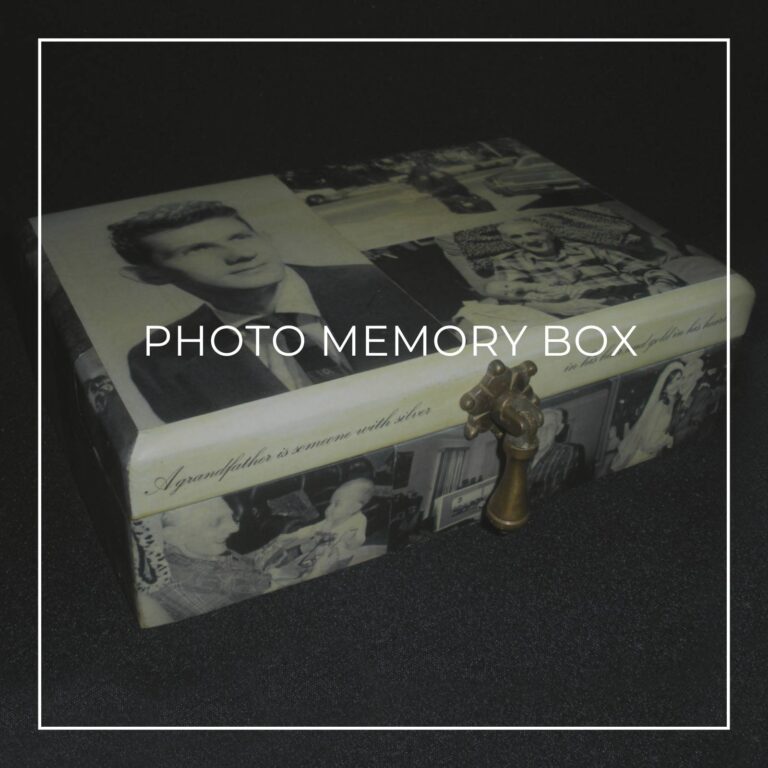 memory keepsake box customized with 90 years of photos of the birthday honoree