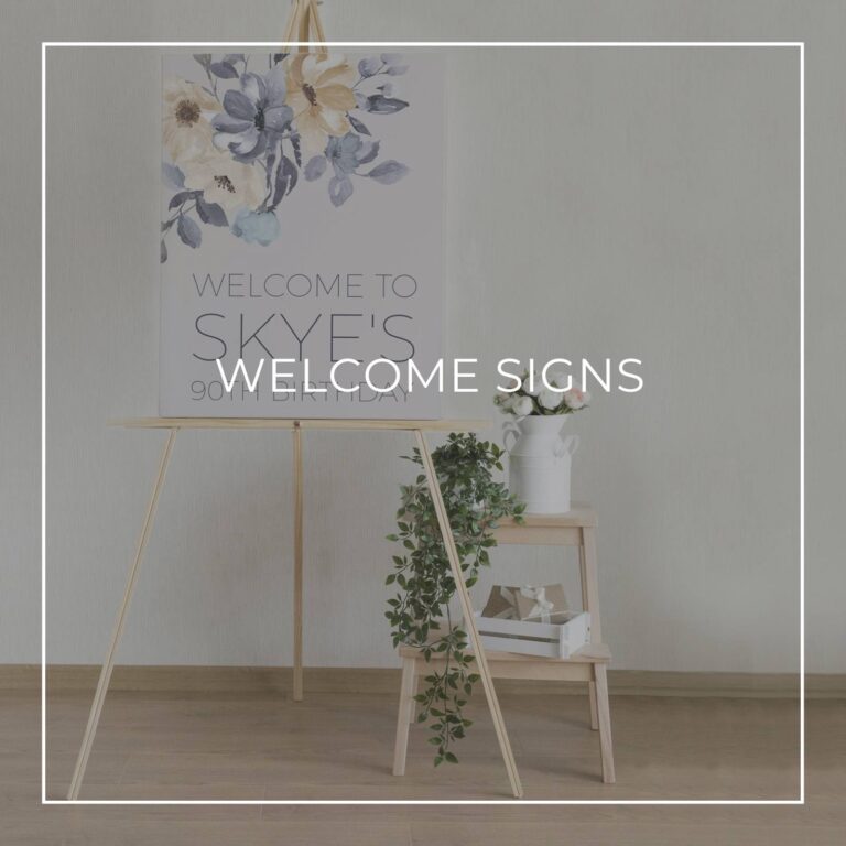 custom 90th birthday party welcome sign on an easel