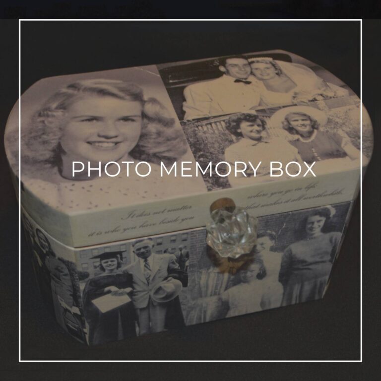 memory keepsake box customized with 95 years of photos of the birthday honoree