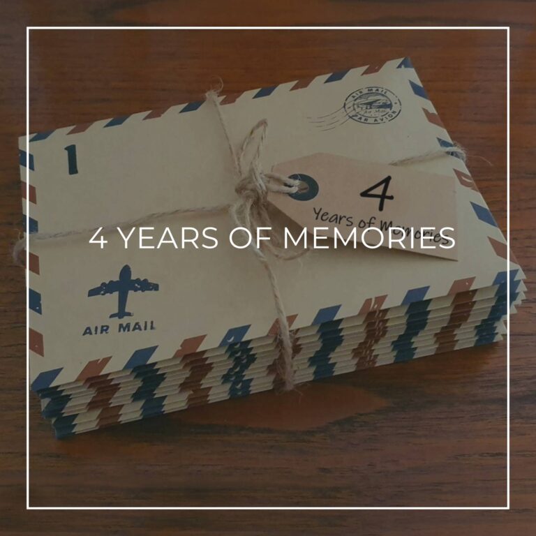 a stack of numbered 'memory letters' in air mail envelopes