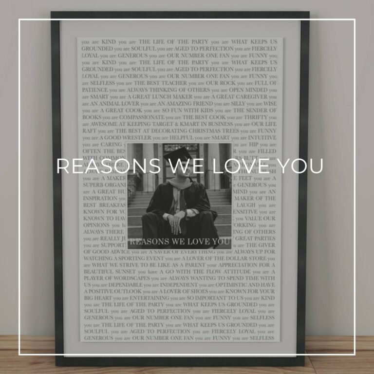 framed reasons we love you poster with photo of the graduate