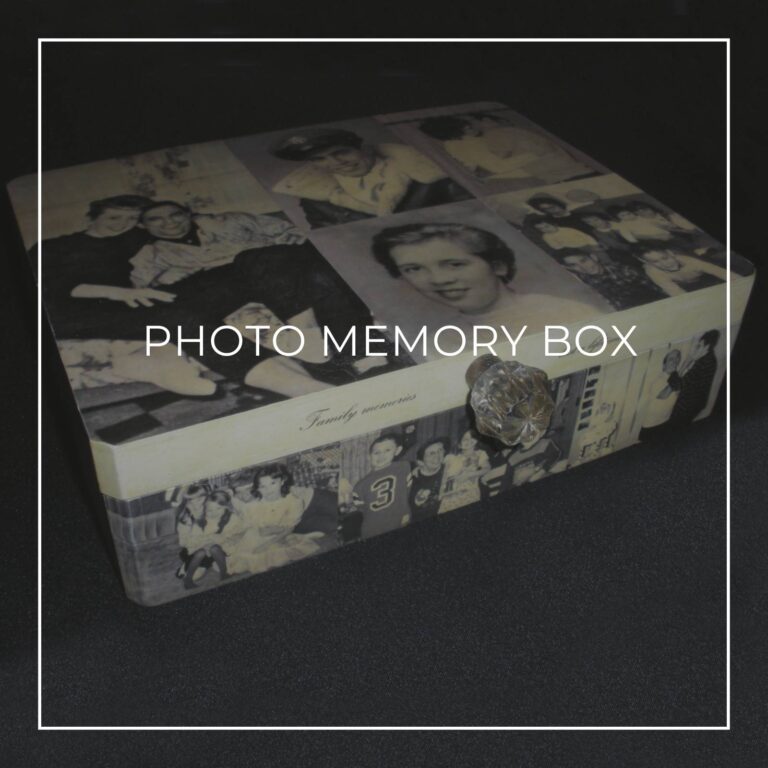 memory keepsake box customized with photos of the retiree throughout their life