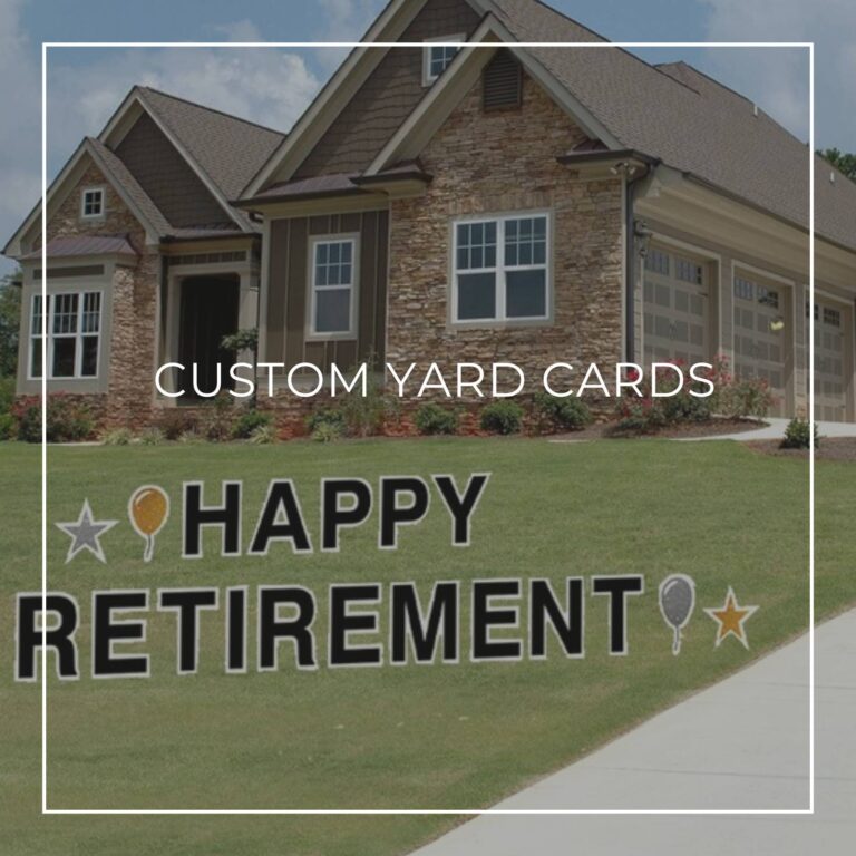 happy retirement yard card set up on front lawn outside house