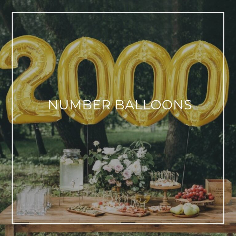 giant number balloons spelling 2000 above a dessert table for an 21st birthday party