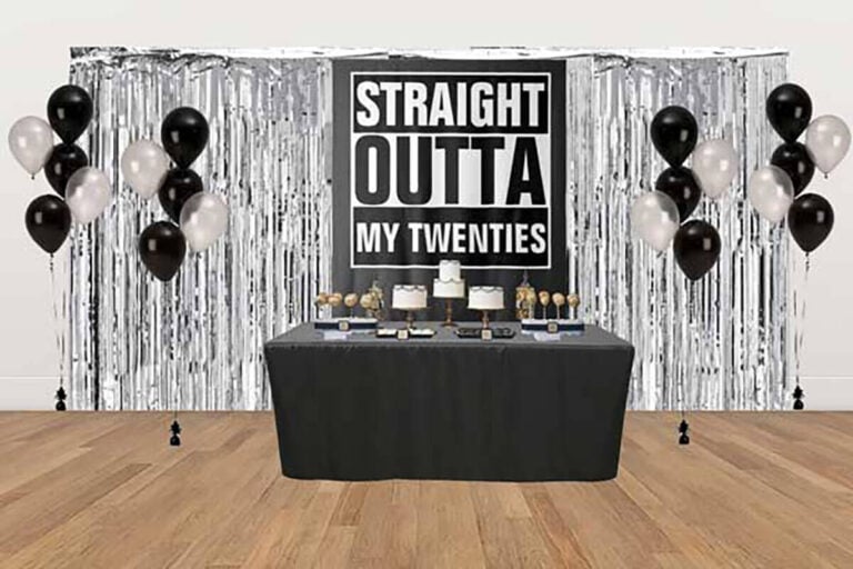 Straight Outta My Twenties desert table backdrop