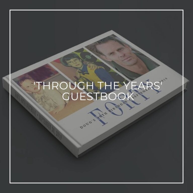 'Through the Years' custom photo guestbook showing the birthday boy through 40 years