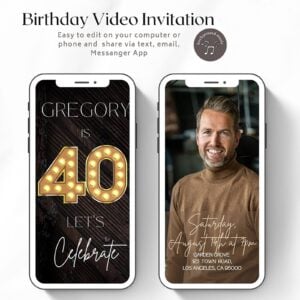 40th birthday video invitation, unedited product photo