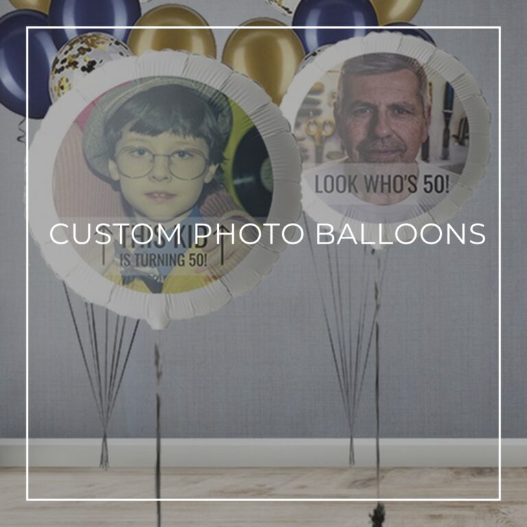 This Kid is Turning 50 and Look Who's 50 custom photo birthday balloons