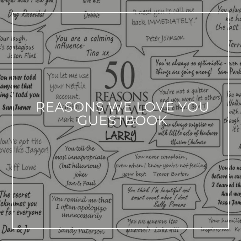 handwritten 50 reasons we love you signing poster birthday guestbook alternative