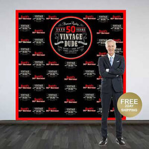 Vintage Dude 50th birthday backdrop