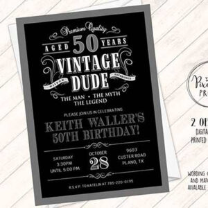 Vintage Dude 50th birthday invitation