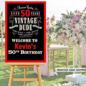 Vintage Dude 50th birthday party notice