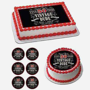 Vintage Dude 50th birthday cake toppers