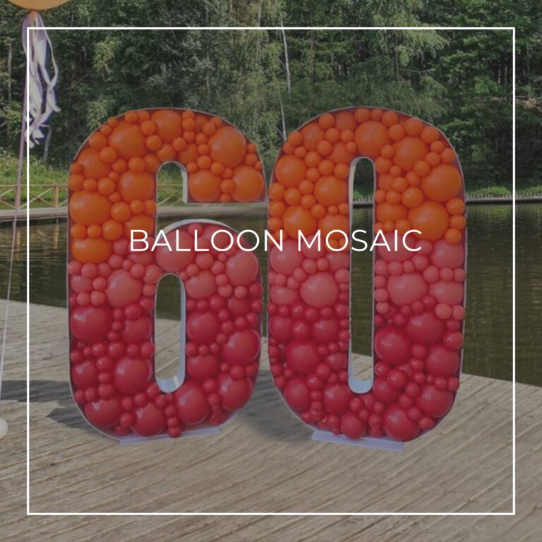 60th birthday party balloon mosaic of the number 60
