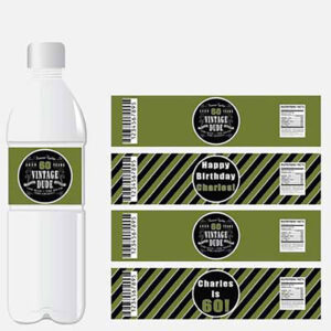 Vintage Dude 60th birthday party water  bottle labels