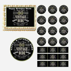 Vintage Dude 60th birthday party supplies pack