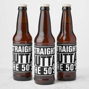 Straight Outta The 50s 60th birthday party beer bottle labels