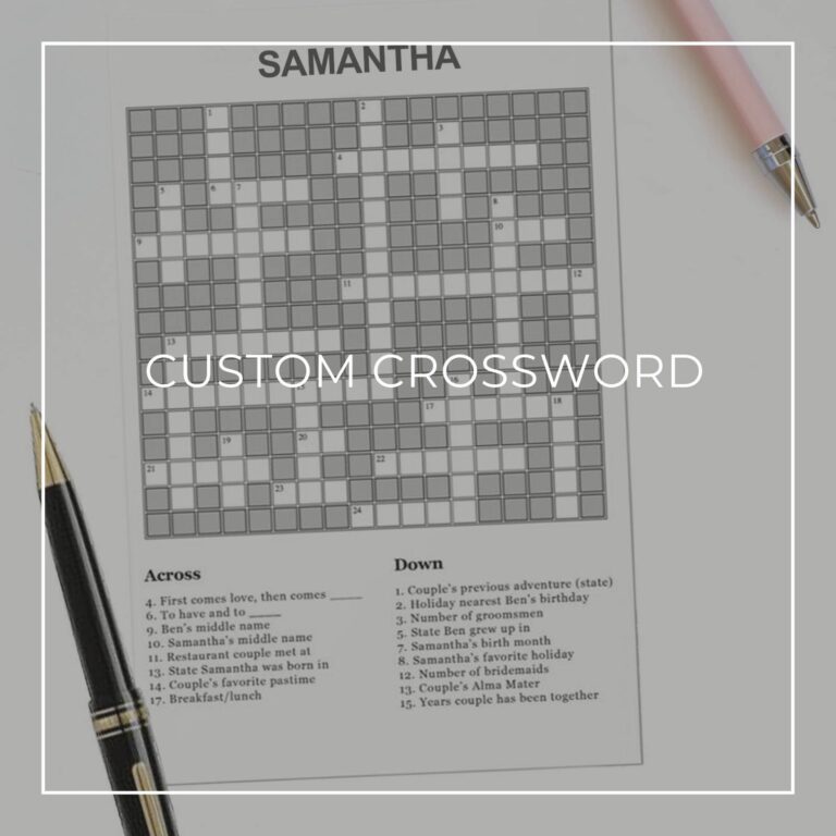 Custom crossword puzzle about 'Samantha'