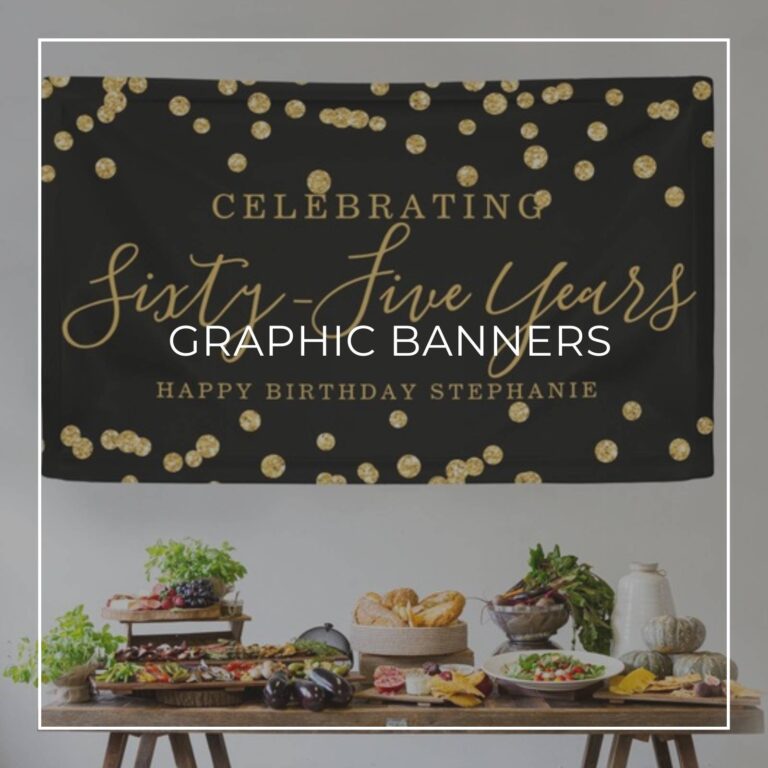 Celebrating 65 Years black and gold sequin custom birthday banner