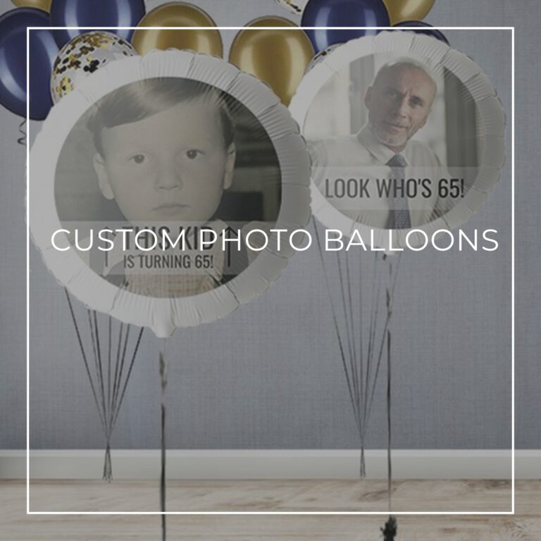 This Kid is Turning 65 and Look Who's 65 custom photo birthday balloons