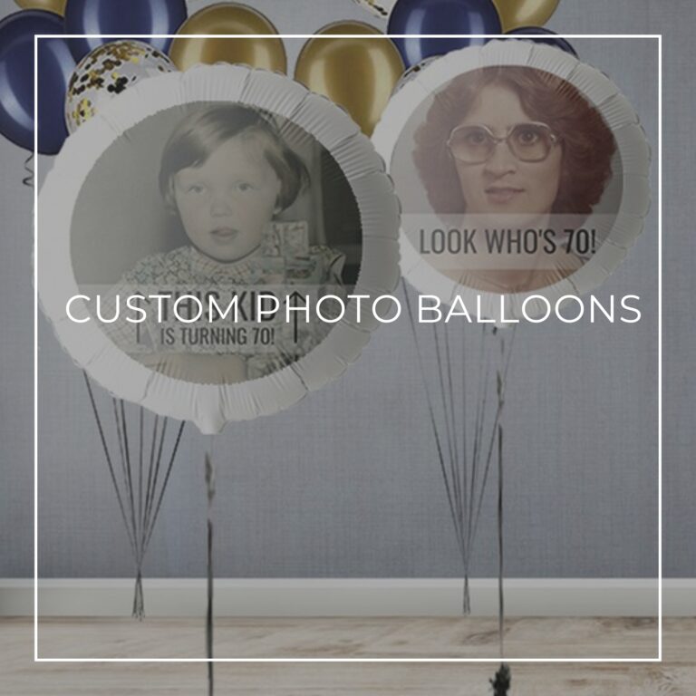This Kid is Turning 70 and Look Who's 70 custom photo birthday balloons