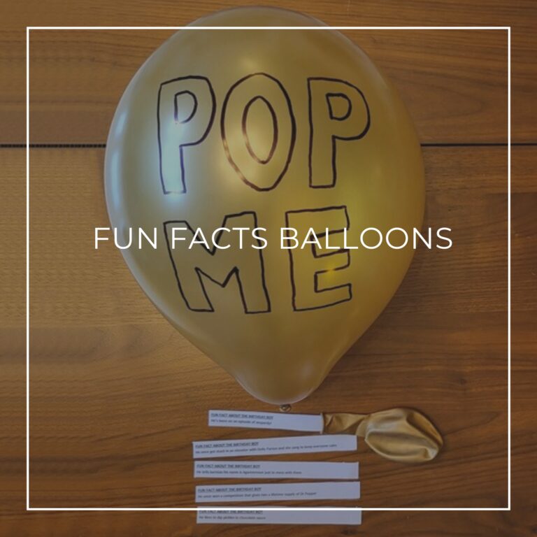 Fun facts filled 'Pop Me' balloons for an 70th birthday party