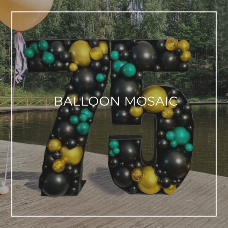 75th birthday party balloon mosaic of the number 75
