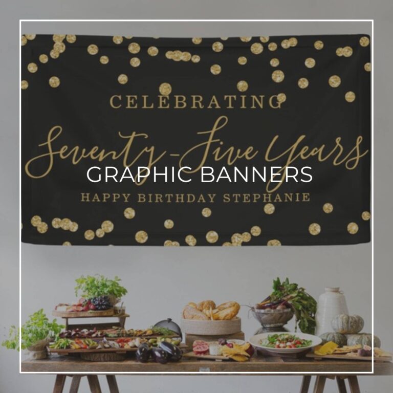 Celebrating 75 Years black and gold sequin custom birthday banner