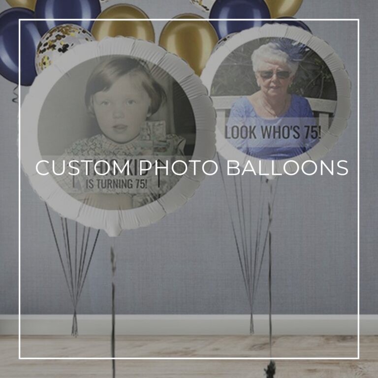 This Kid is Turning 75 and Look Who's 75 custom photo birthday balloons
