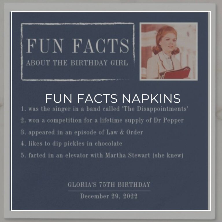 custom photo 'Fun Facts about the Birthday girl' 75th birthday party napkins