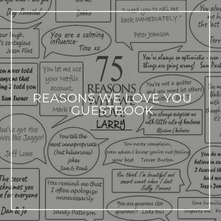 handwritten 75 reasons we love you signing poster birthday guestbook alternative