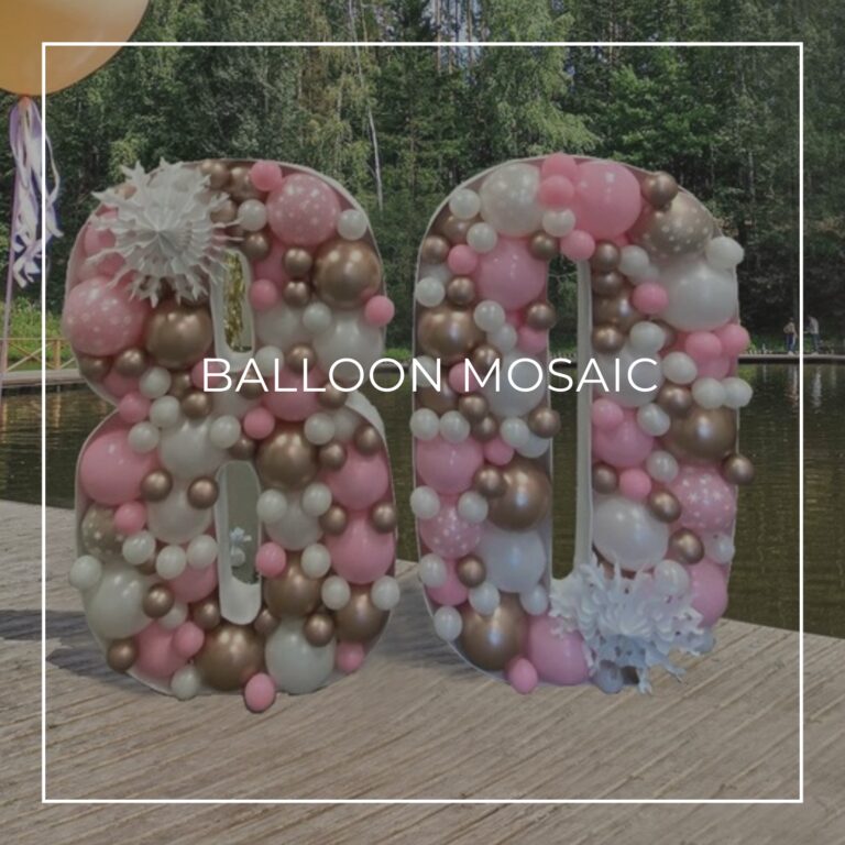 80th birthday party balloon mosaic of the number 80
