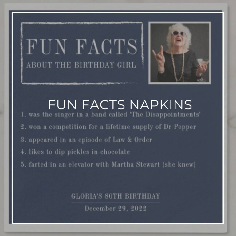 custom photo 'Fun Facts about the Birthday girl' 80th birthday party napkins