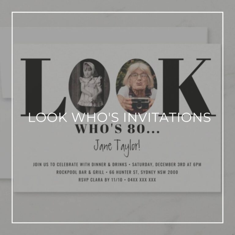 Look Who's Invitations blog title image for the Look Who's 80 80th birthday invitation