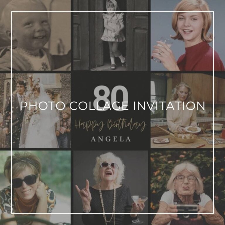 80th Birthday Photo Collage Invitation title image