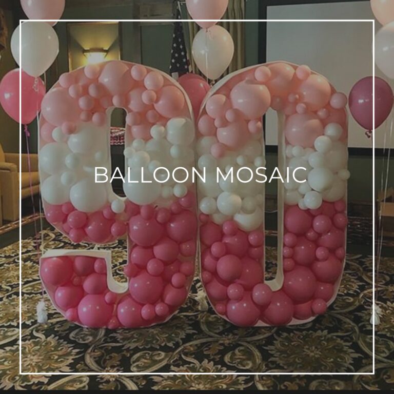90th birthday party balloon mosaic of the number 90