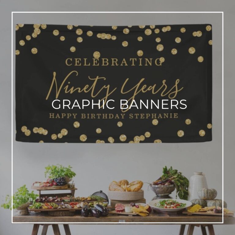 Celebrating 90 Years black and gold sequin custom birthday banner