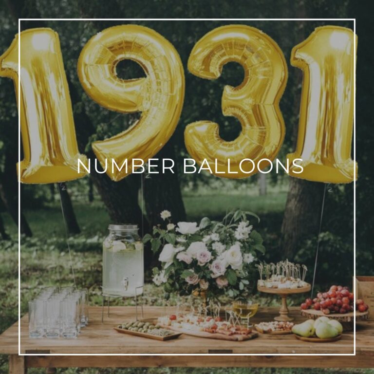 giant number balloons spelling 1931 above a dessert table for an 90th birthday party
