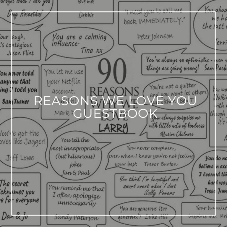 handwritten 90 reasons we love you signing poster birthday guestbook alternative